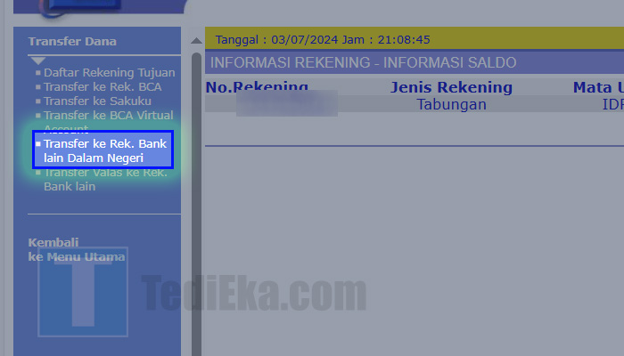 klik bca transfer ke rek bank lain dalam negeri