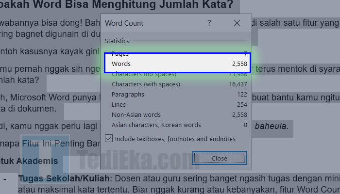 microsoft word word count - words