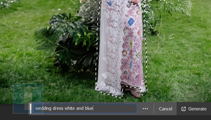 photoshop mengganti baju pengantin menggunakan generative fill