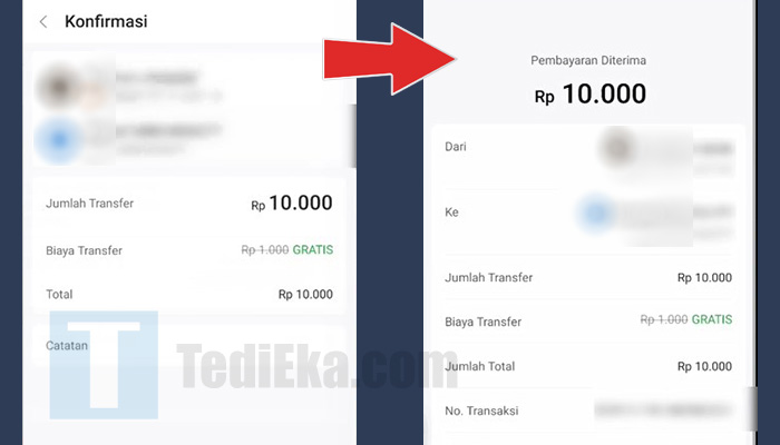 seabank top up e-wallet konfirmasi - transaksi berhasil