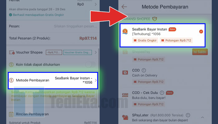 shopee metode pembayaran - seabank