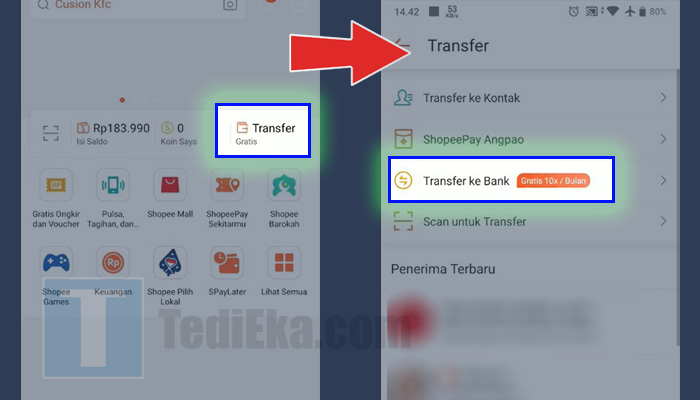 shopeepay transfer - transfer ke bank