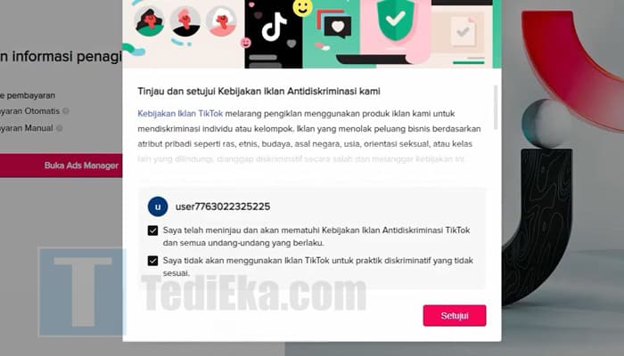 tiktok ads daftar setujui syarat dan ketentuan