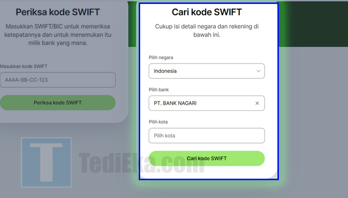 wise.com cari swift code bank nagari