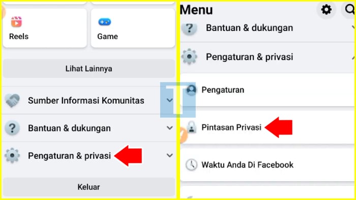 Akses Pengaturan dan Privasi untuk persiapan memblokir akun fb