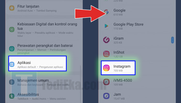 Android pengaturan aplikasi instagram