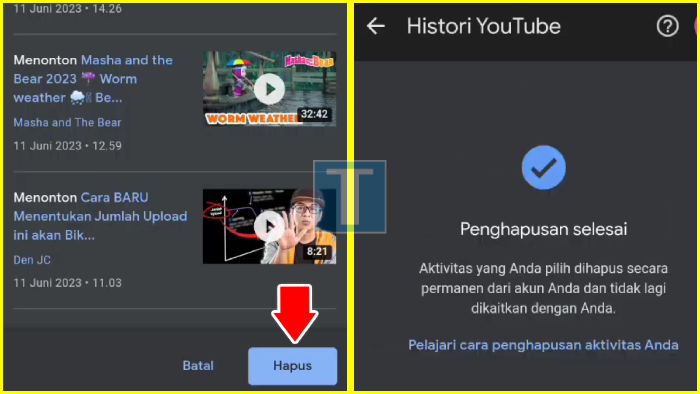 Bagaimana cara menghapus histori penelusuran di YouTube