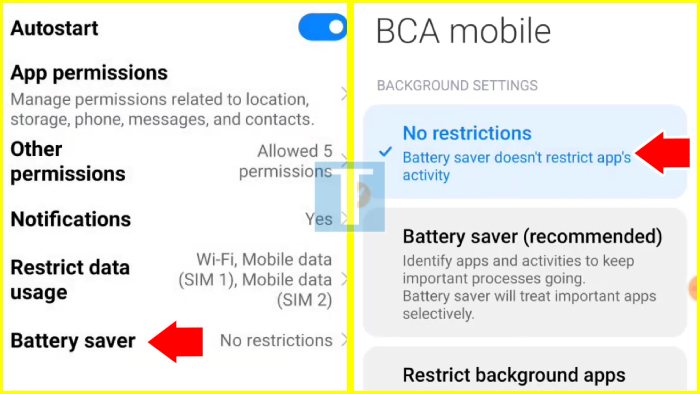 Battery Saver setting buat mobile bca