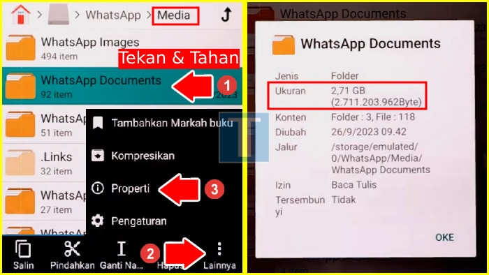 Mengecek Ukuran Folder dan File Besar dalam WhatsApp