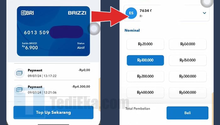 brimo detail brizzi top up sekarang - nominal jumlah isi saldo