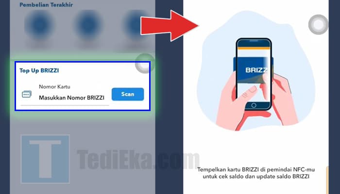 brimo masukkan nomor kartu brizzi - tap