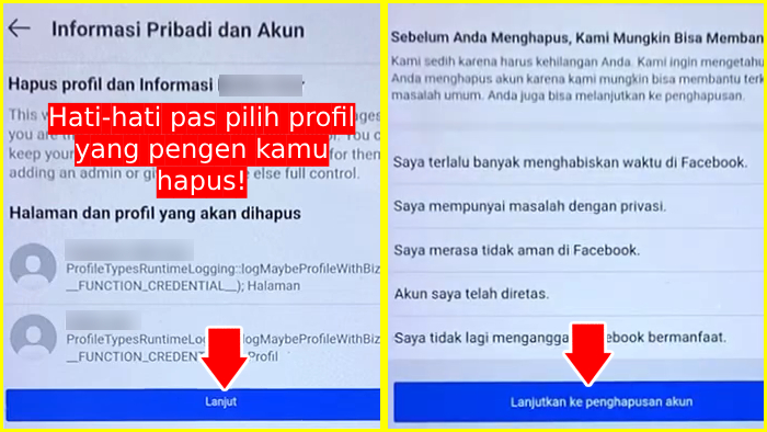 cara delete akun facebook lite permanen di hp