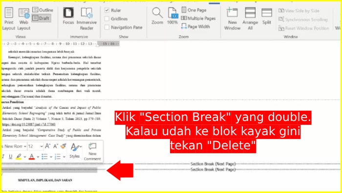 cara menghapus halaman kosong di word yang susah dihapus
