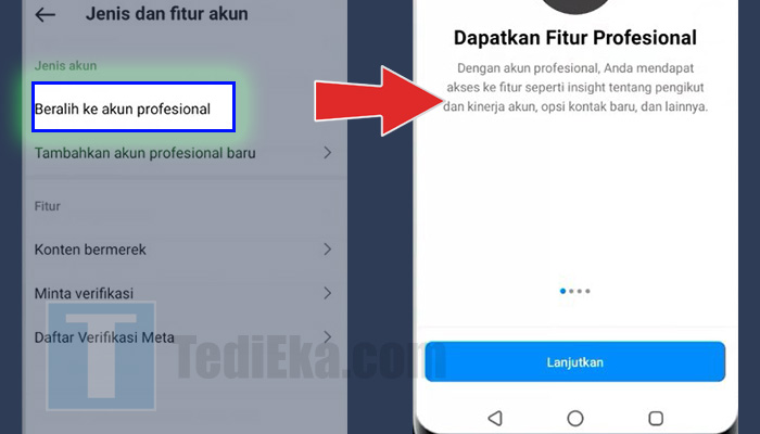 instagram beralih ke akun profesional - informasi