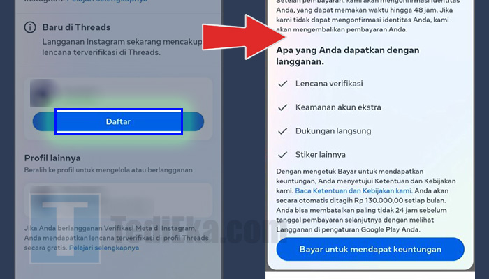 instagram centang biru daftar - bayar untuk mendapatkan keuntungan