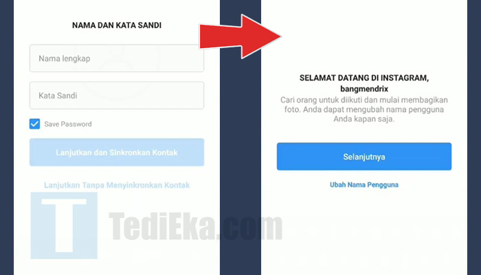 instagram masukkan nama lengkap dan kata sandi - selamat datang