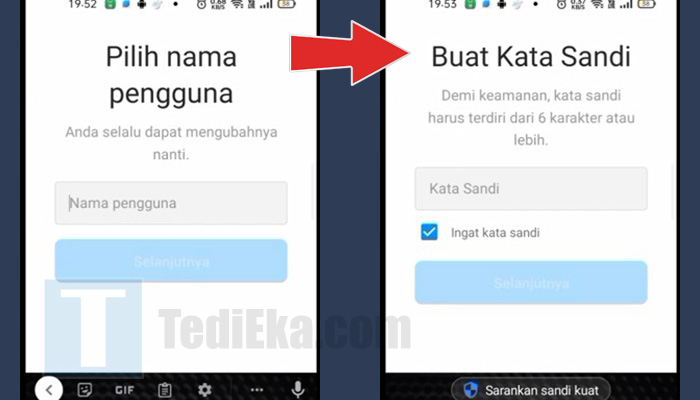 instagram pilih nama pengguna - buat kata sandi