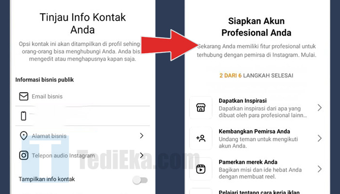 instagram tinjau info kontak - siapkan akun profesional