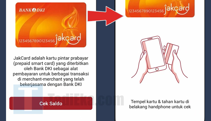 jakone jakcard cek saldo - tempelkan jakcard di belakang handphone