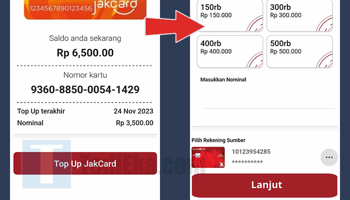 jakone top up jakcard - pilih nominal