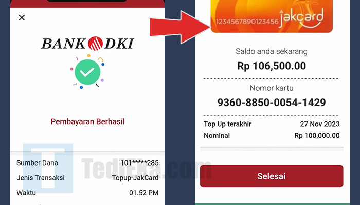 jakone top up jakcard transaksi berhasil