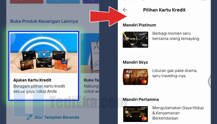 livin mandiri ajukan kartu kredit - pilihan kartu