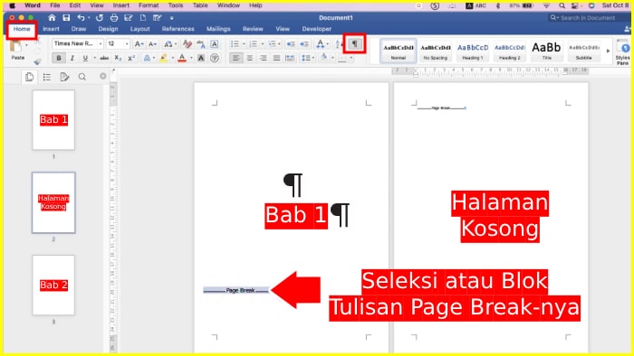 menghapus halaman kosong di word macbook dengan mudah