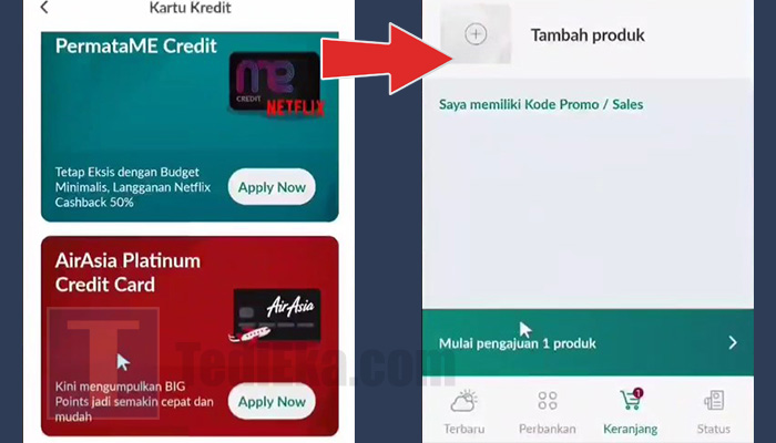 permatamobile x pilih kartu kredit - keranjang mulai pengajuan 1 produk