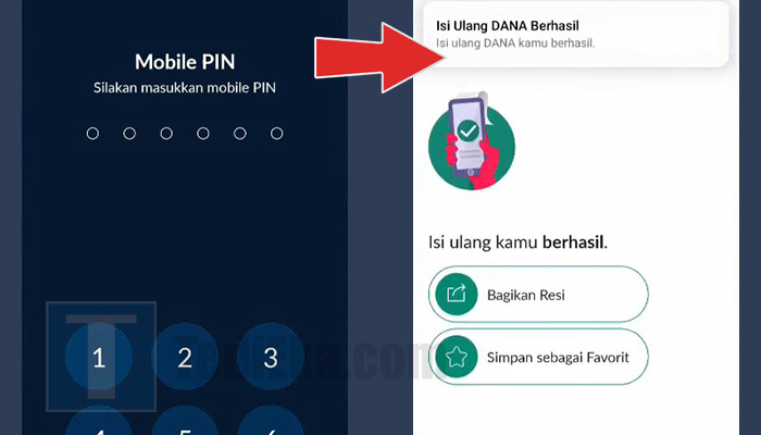 permatamobile x pin - transaksi isi ulang dana berhasil