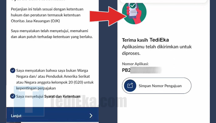 permatamobile x setujui syarat dan ketentuan - pengajuan kta berhasil