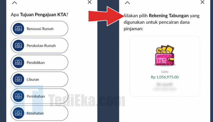 permatamobile x tujuan pengajuan kta - pilih rekening tabungan