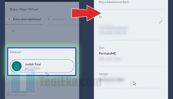 permatanet jumlah total nominal transfer - konfirmasi dana