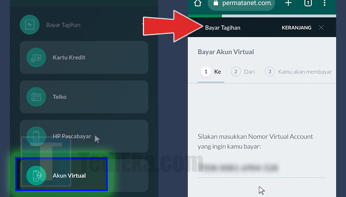 permatanet virtual account - masukkan kode va dana