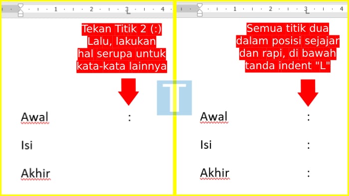 Bagaimana cara agar tanda titik dua sejajar di Word?