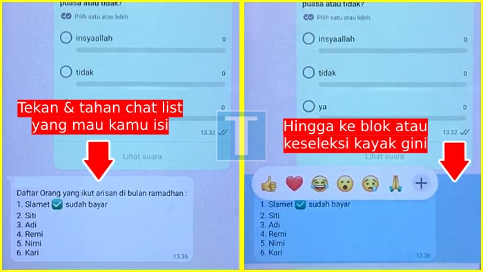 cara melanjutkan list nama di wa