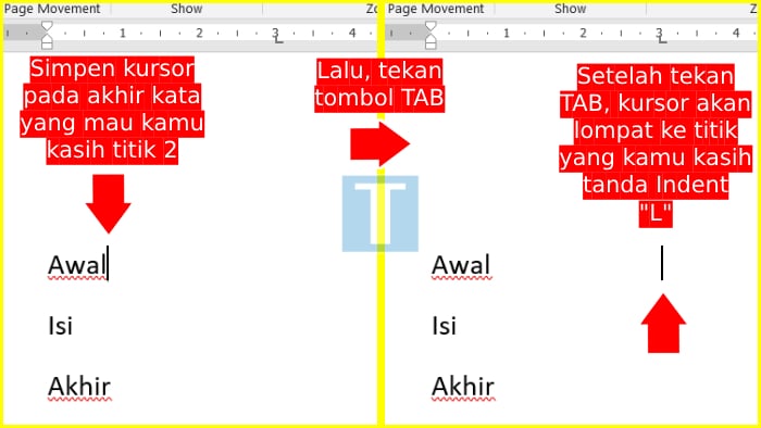 cara membuat titik dua sejajar di ms word