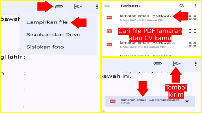 cara mengirim lamaran lewat email di hp