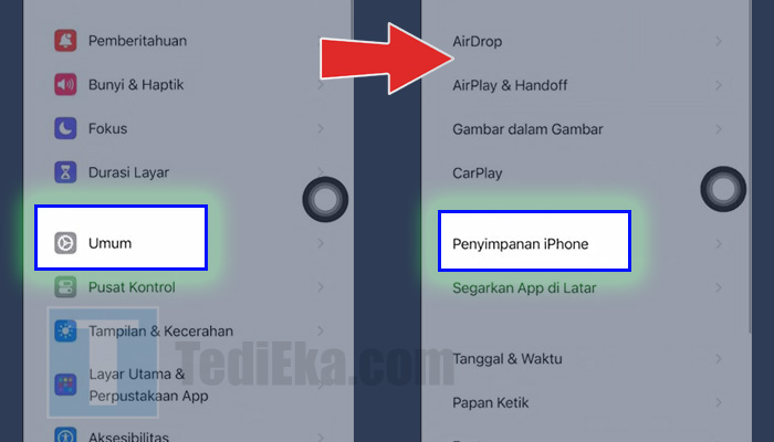 iphone pengaturan umum - penyimpanan iphone