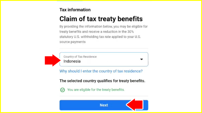 mengisi tax information fb claim of tax treaty benefits