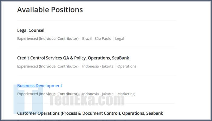 seabank career available positions posisi tersedia