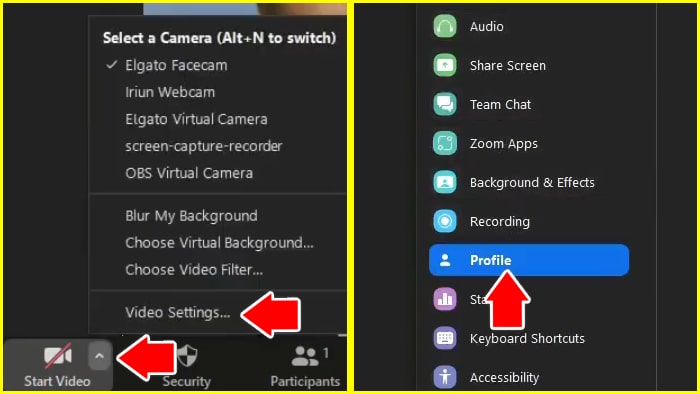 cara menghapus profil zoom di laptop lewat video setting dan profile