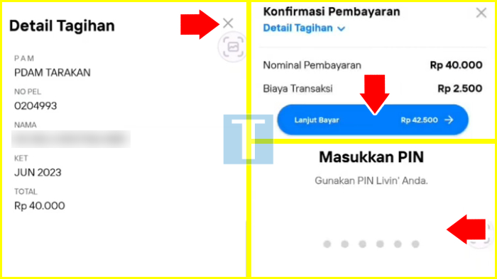 contoh konfirmasi pembayaran tagihan pam