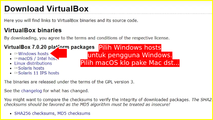 download virtualbox dari official web-nya