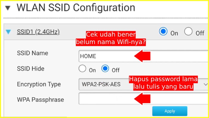 halaman wlan ssid configuration router zte f670l