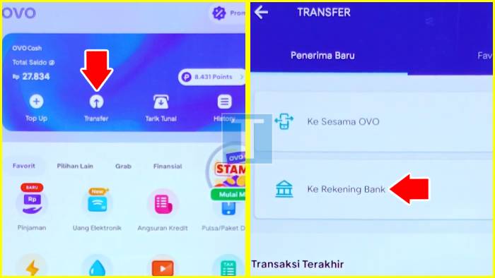 Akses OVO kemudian Pilih Opsi TF atau Transfer