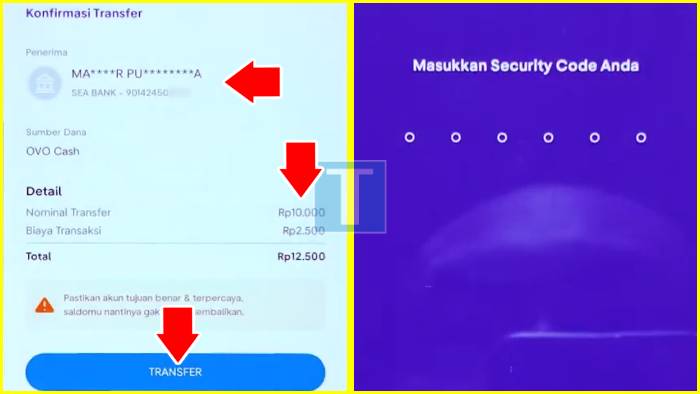 Konfirmasi Transfer Masukkan PIN dan Selesaikan cara transfer ovo ke seabank