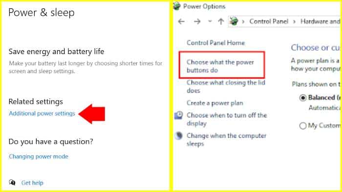 additional power setting windows 10