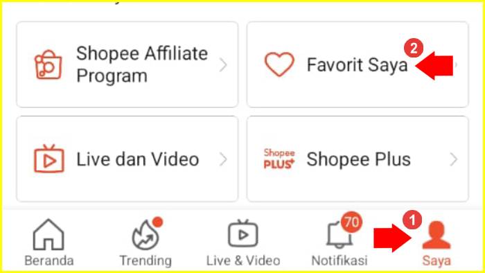 cara melihat wishlist di shopee