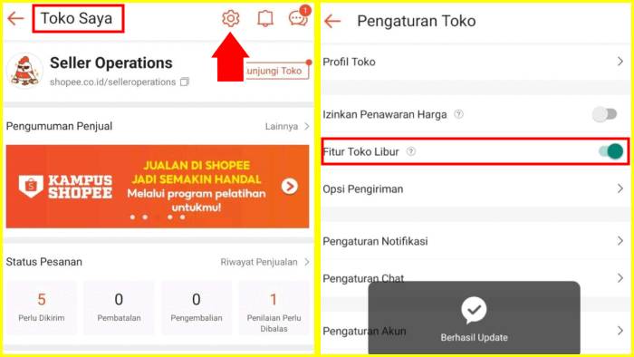 cara menutup toko di shopee