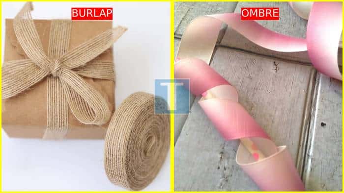 nama pita untuk buket - pita burlap dan ombre